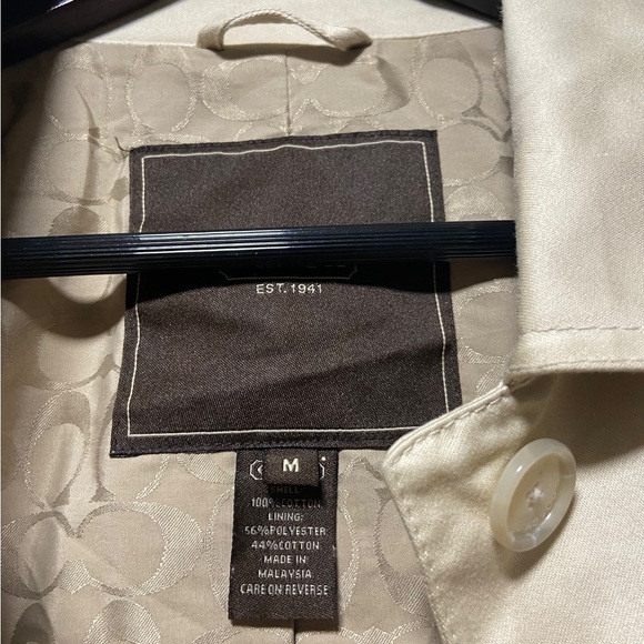 COACH Womens Trench Coat Signature Monogram Beige Size Large - Picture 8 of 12
